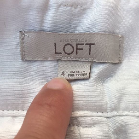 LOFT Textured White Navy Striped A-Line Skirt - Picture 9 of 10